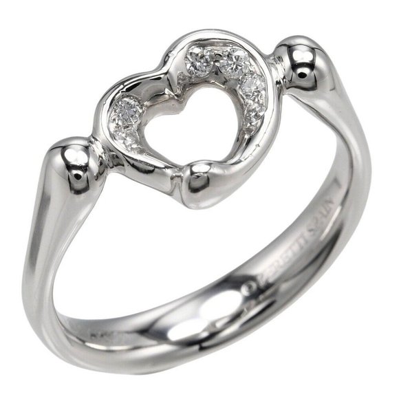 TIFFANY&Co. Open heart Ring Pt950Platinum/6P diamond #4.5(US Size) 6.21g Women - Picture 1 of 10